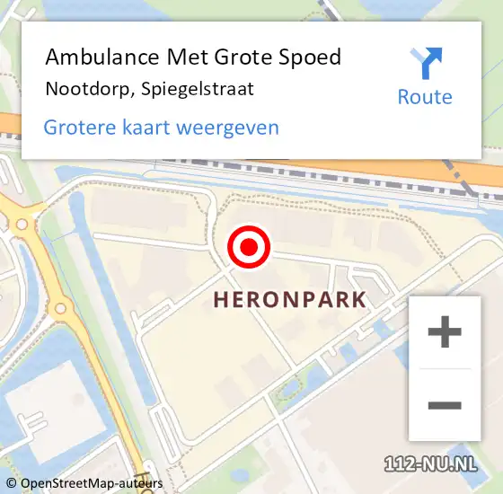 Locatie op kaart van de 112 melding: Ambulance Met Grote Spoed Naar Nootdorp, Spiegelstraat op 20 mei 2024 17:44