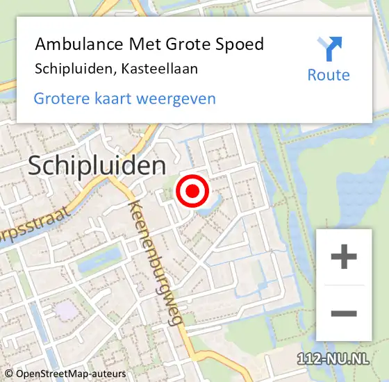 Locatie op kaart van de 112 melding: Ambulance Met Grote Spoed Naar Schipluiden, Kasteellaan op 20 mei 2024 17:50
