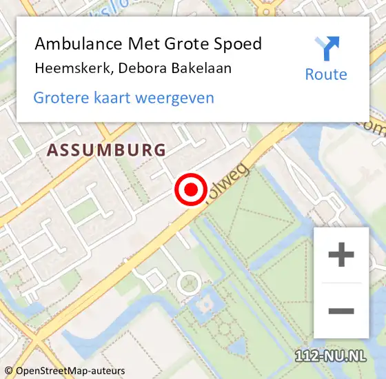 Locatie op kaart van de 112 melding: Ambulance Met Grote Spoed Naar Heemskerk, Debora Bakelaan op 20 mei 2024 17:55