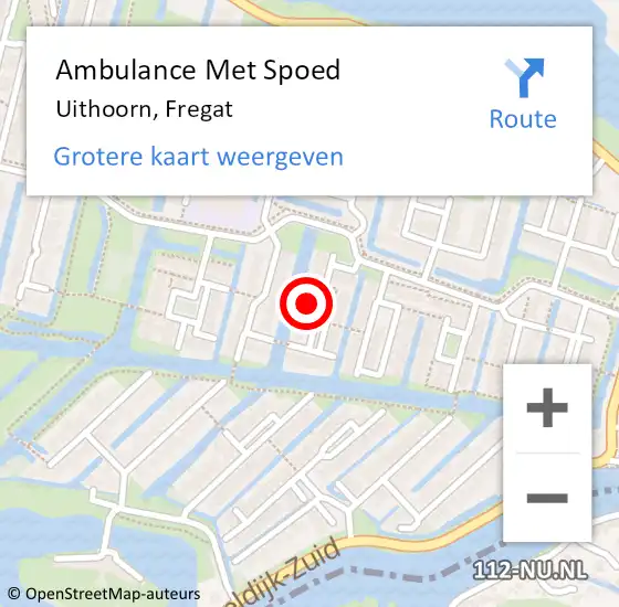 Locatie op kaart van de 112 melding: Ambulance Met Spoed Naar Uithoorn, Fregat op 20 mei 2024 18:18