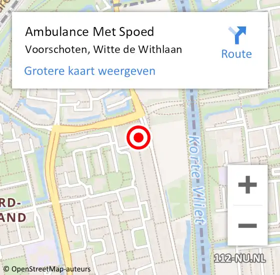 Locatie op kaart van de 112 melding: Ambulance Met Spoed Naar Voorschoten, Witte de Withlaan op 20 mei 2024 18:21