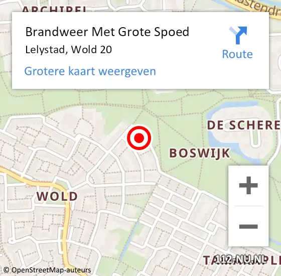 Locatie op kaart van de 112 melding: Brandweer Met Grote Spoed Naar Lelystad, Wold 20 op 20 mei 2024 18:32