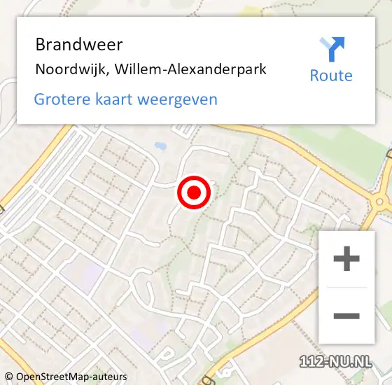 Locatie op kaart van de 112 melding: Brandweer Noordwijk, Willem-Alexanderpark op 20 mei 2024 18:38