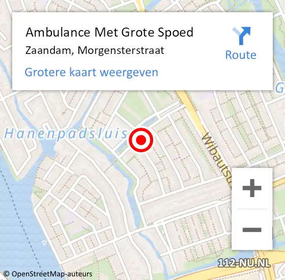 Locatie op kaart van de 112 melding: Ambulance Met Grote Spoed Naar Zaandam, Morgensterstraat op 20 mei 2024 18:57