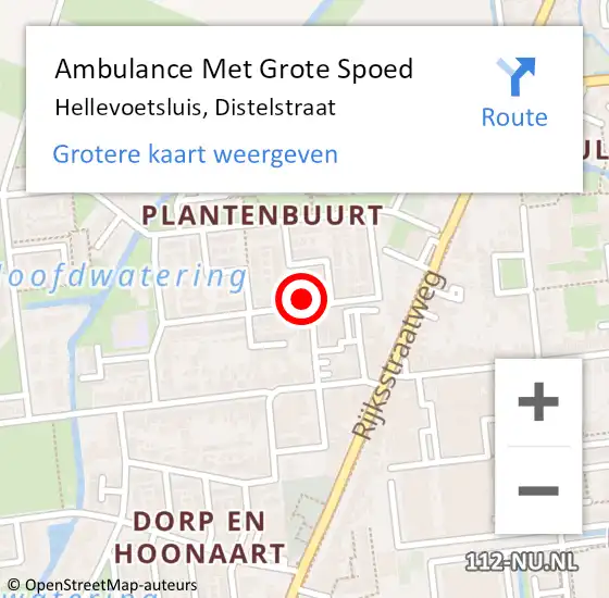 Locatie op kaart van de 112 melding: Ambulance Met Grote Spoed Naar Hellevoetsluis, Distelstraat op 20 mei 2024 19:08