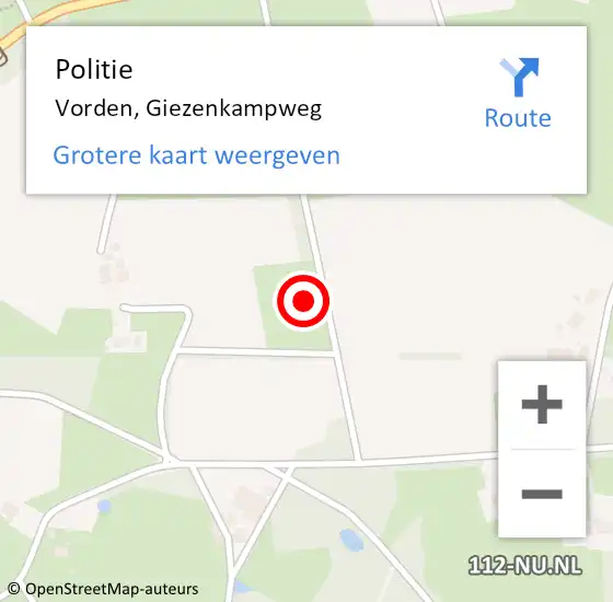 Locatie op kaart van de 112 melding: Politie Vorden, Giezenkampweg op 20 mei 2024 19:13