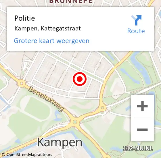 Locatie op kaart van de 112 melding: Politie Kampen, Kattegatstraat op 20 mei 2024 19:13