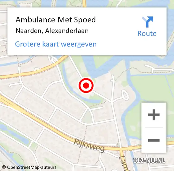 Locatie op kaart van de 112 melding: Ambulance Met Spoed Naar Naarden, Alexanderlaan op 6 oktober 2014 16:01