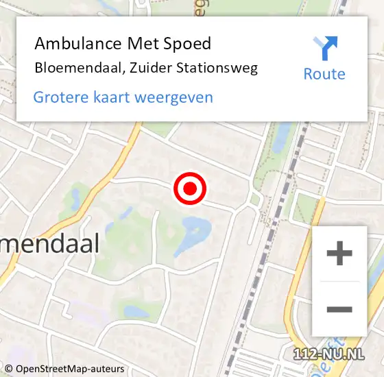 Locatie op kaart van de 112 melding: Ambulance Met Spoed Naar Bloemendaal, Zuider Stationsweg op 20 mei 2024 19:41