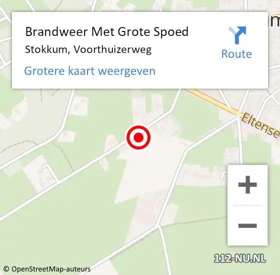 Locatie op kaart van de 112 melding: Brandweer Met Grote Spoed Naar Stokkum, Voorthuizerweg op 20 mei 2024 19:58