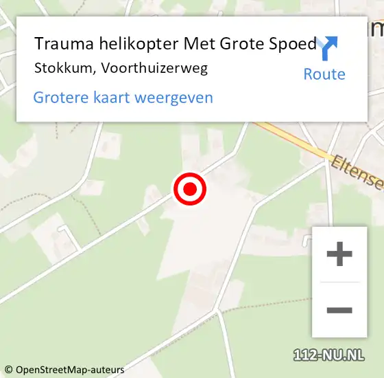 Locatie op kaart van de 112 melding: Trauma helikopter Met Grote Spoed Naar Stokkum, Voorthuizerweg op 20 mei 2024 20:04