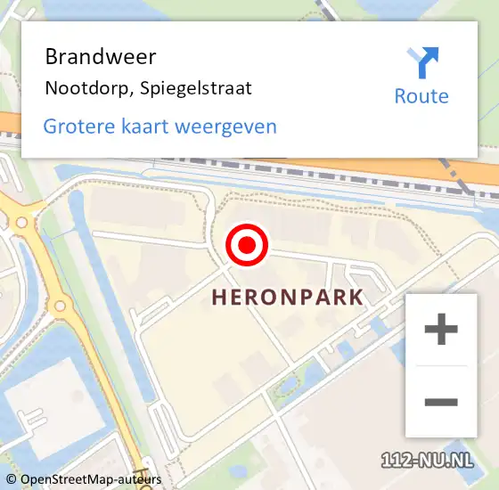 Locatie op kaart van de 112 melding: Brandweer Nootdorp, Spiegelstraat op 20 mei 2024 20:12