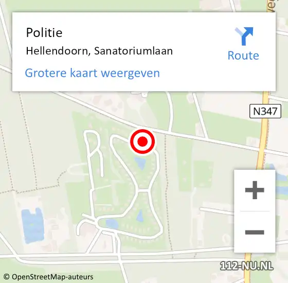 Locatie op kaart van de 112 melding: Politie Hellendoorn, Sanatoriumlaan op 20 mei 2024 20:24