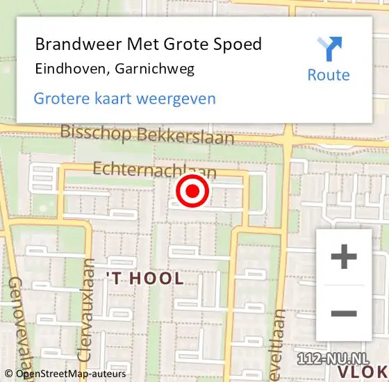 Locatie op kaart van de 112 melding: Brandweer Met Grote Spoed Naar Eindhoven, Garnichweg op 20 mei 2024 20:25