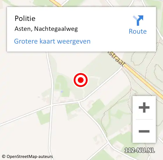 Locatie op kaart van de 112 melding: Politie Asten, Nachtegaalweg op 20 mei 2024 20:28