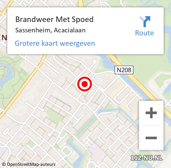 Locatie op kaart van de 112 melding: Brandweer Met Spoed Naar Sassenheim, Acacialaan op 20 mei 2024 20:37