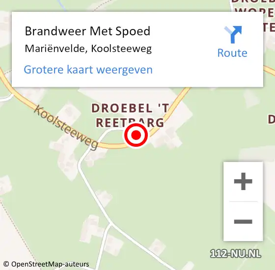 Locatie op kaart van de 112 melding: Brandweer Met Spoed Naar Mariënvelde, Koolsteeweg op 20 mei 2024 20:41