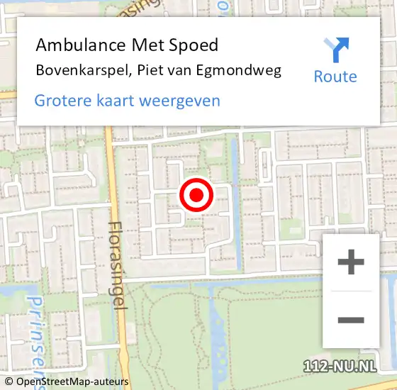 Locatie op kaart van de 112 melding: Ambulance Met Spoed Naar Bovenkarspel, Piet van Egmondweg op 20 mei 2024 20:41