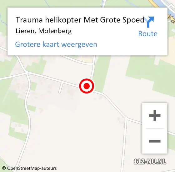 Locatie op kaart van de 112 melding: Trauma helikopter Met Grote Spoed Naar Lieren, Molenberg op 20 mei 2024 20:42
