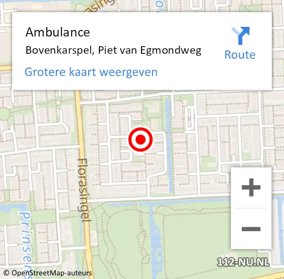 Locatie op kaart van de 112 melding: Ambulance Bovenkarspel, Piet van Egmondweg op 20 mei 2024 20:42
