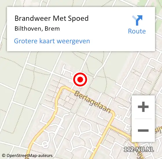 Locatie op kaart van de 112 melding: Brandweer Met Spoed Naar Bilthoven, Brem op 20 mei 2024 20:54