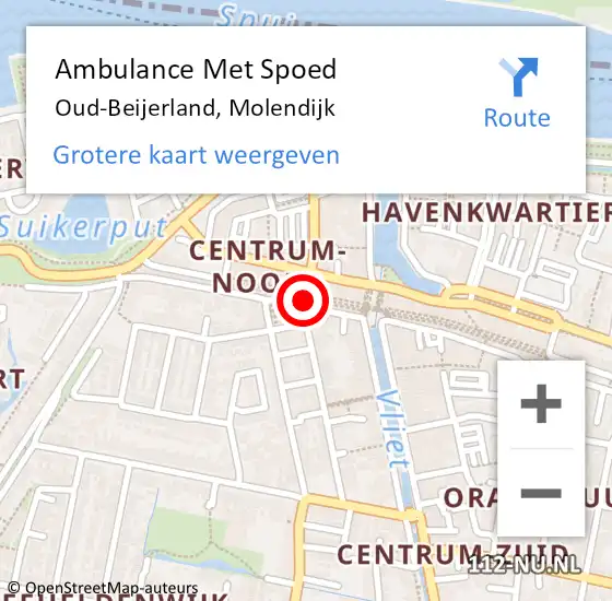 Locatie op kaart van de 112 melding: Ambulance Met Spoed Naar Oud-Beijerland, Molendijk op 20 mei 2024 20:58