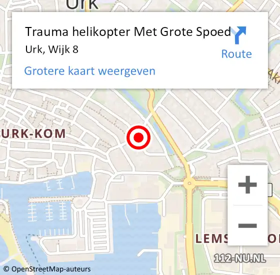 Locatie op kaart van de 112 melding: Trauma helikopter Met Grote Spoed Naar Urk, Wijk 8 op 20 mei 2024 21:03