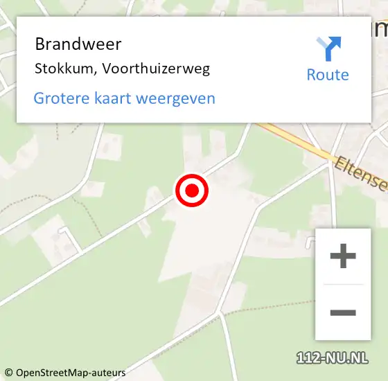 Locatie op kaart van de 112 melding: Brandweer Stokkum, Voorthuizerweg op 20 mei 2024 21:18