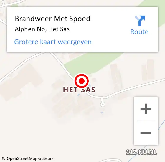 Locatie op kaart van de 112 melding: Brandweer Met Spoed Naar Alphen, Het Sas op 20 mei 2024 21:20