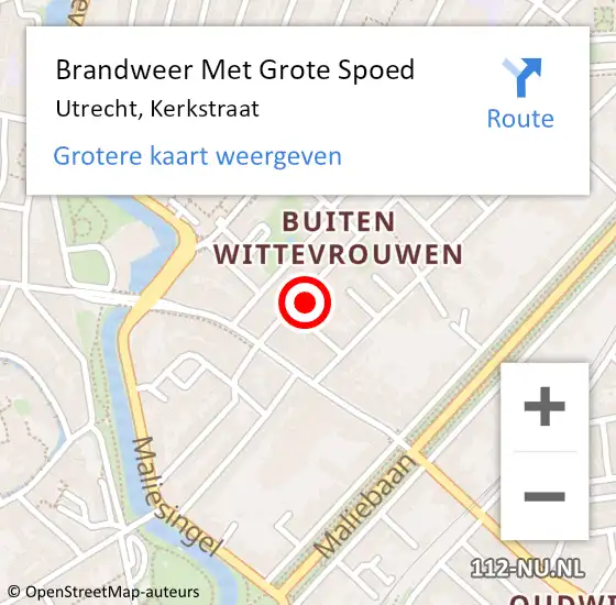 Locatie op kaart van de 112 melding: Brandweer Met Grote Spoed Naar Utrecht, Kerkstraat op 20 mei 2024 21:33