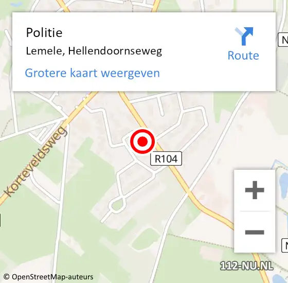 Locatie op kaart van de 112 melding: Politie Lemele, Hellendoornseweg op 20 mei 2024 21:34