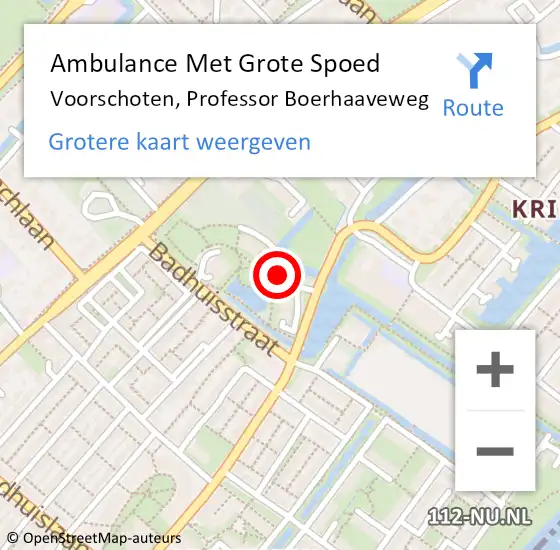 Locatie op kaart van de 112 melding: Ambulance Met Grote Spoed Naar Voorschoten, Professor Boerhaaveweg op 20 mei 2024 21:35