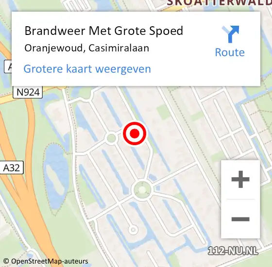 Locatie op kaart van de 112 melding: Brandweer Met Grote Spoed Naar Oranjewoud, Casimiralaan op 20 mei 2024 21:43