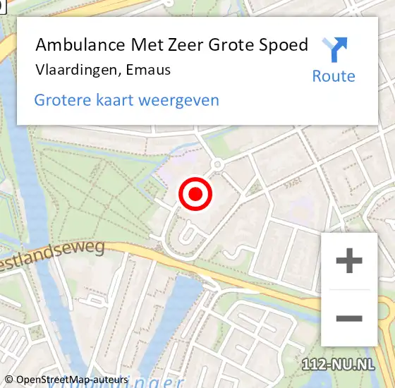 Locatie op kaart van de 112 melding: Ambulance Met Zeer Grote Spoed Naar Vlaardingen, Emaus op 20 mei 2024 21:49