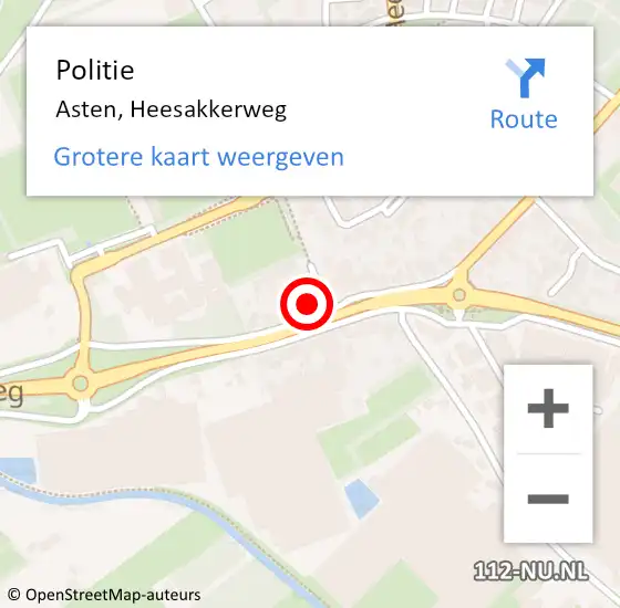 Locatie op kaart van de 112 melding: Politie Asten, Heesakkerweg op 20 mei 2024 22:24