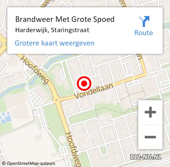 Locatie op kaart van de 112 melding: Brandweer Met Grote Spoed Naar Harderwijk, Staringstraat op 20 mei 2024 22:26