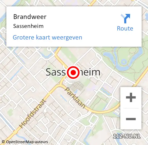 Locatie op kaart van de 112 melding: Brandweer Sassenheim op 20 mei 2024 22:39