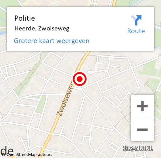 Locatie op kaart van de 112 melding: Politie Heerde, Zwolseweg op 20 mei 2024 22:49