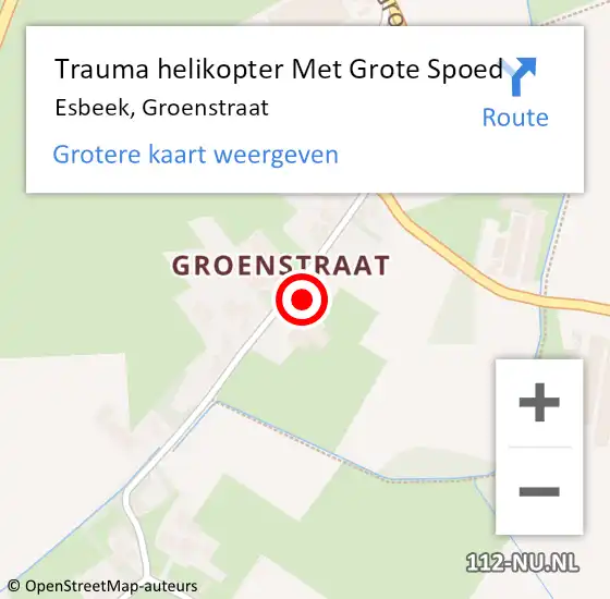 Locatie op kaart van de 112 melding: Trauma helikopter Met Grote Spoed Naar Esbeek, Groenstraat op 20 mei 2024 22:51