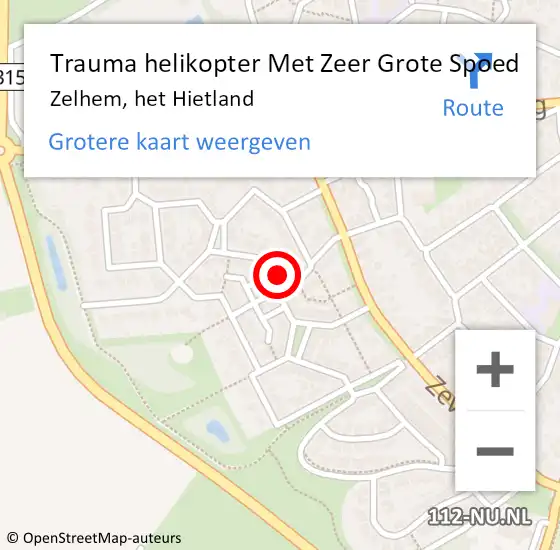 Locatie op kaart van de 112 melding: Trauma helikopter Met Zeer Grote Spoed Naar Zelhem, het Hietland op 20 mei 2024 22:58