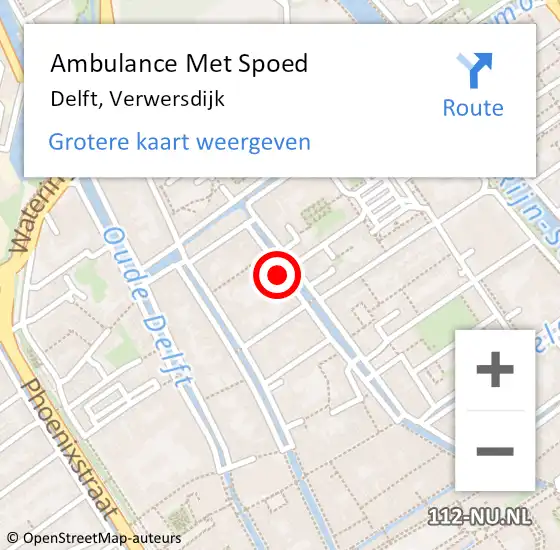 Locatie op kaart van de 112 melding: Ambulance Met Spoed Naar Delft, Verwersdijk op 20 mei 2024 23:04