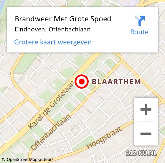 Locatie op kaart van de 112 melding: Brandweer Met Grote Spoed Naar Eindhoven, Offenbachlaan op 20 mei 2024 23:07