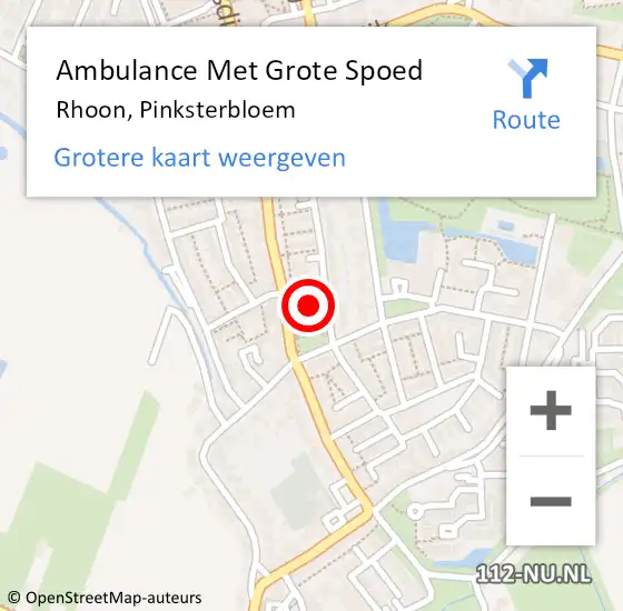 Locatie op kaart van de 112 melding: Ambulance Met Grote Spoed Naar Rhoon, Pinksterbloem op 20 mei 2024 23:15