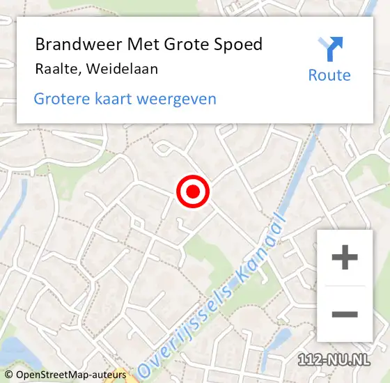 Locatie op kaart van de 112 melding: Brandweer Met Grote Spoed Naar Raalte, Weidelaan op 20 mei 2024 23:36