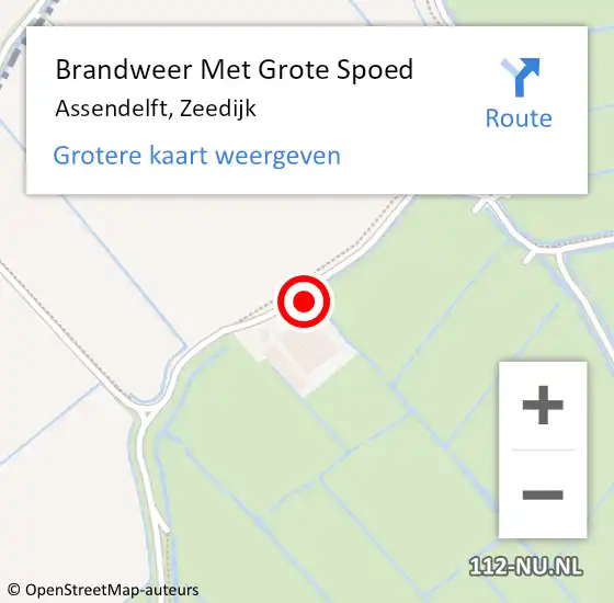 Locatie op kaart van de 112 melding: Brandweer Met Grote Spoed Naar Assendelft, Zeedijk op 21 mei 2024 00:02