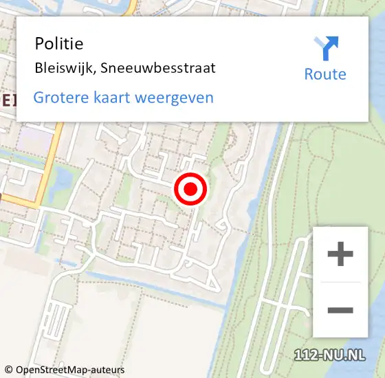 Locatie op kaart van de 112 melding: Politie Bleiswijk, Sneeuwbesstraat op 21 mei 2024 00:08