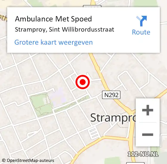 Locatie op kaart van de 112 melding: Ambulance Met Spoed Naar Stramproy, Sint Willibrordusstraat op 21 mei 2024 00:20