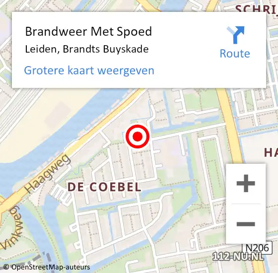 Locatie op kaart van de 112 melding: Brandweer Met Spoed Naar Leiden, Brandts Buyskade op 21 mei 2024 00:30