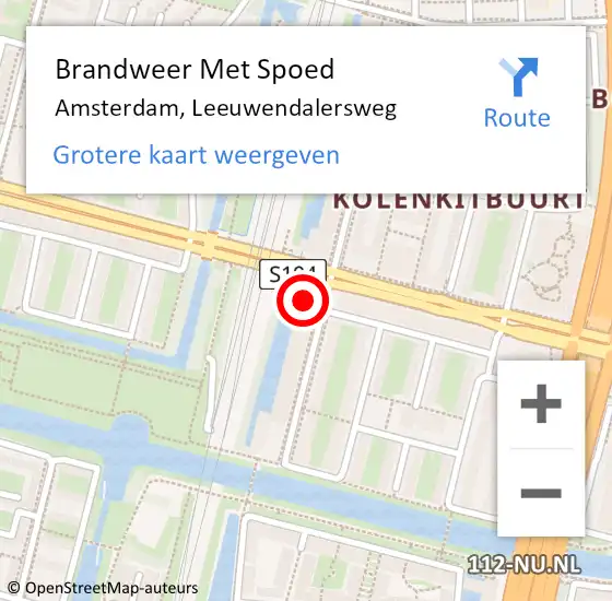 Locatie op kaart van de 112 melding: Brandweer Met Spoed Naar Amsterdam, Leeuwendalersweg op 21 mei 2024 00:42