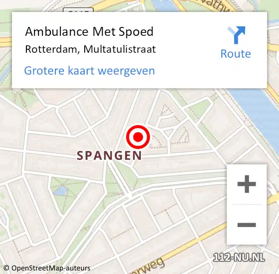 Locatie op kaart van de 112 melding: Ambulance Met Spoed Naar Rotterdam, Multatulistraat op 21 mei 2024 02:00